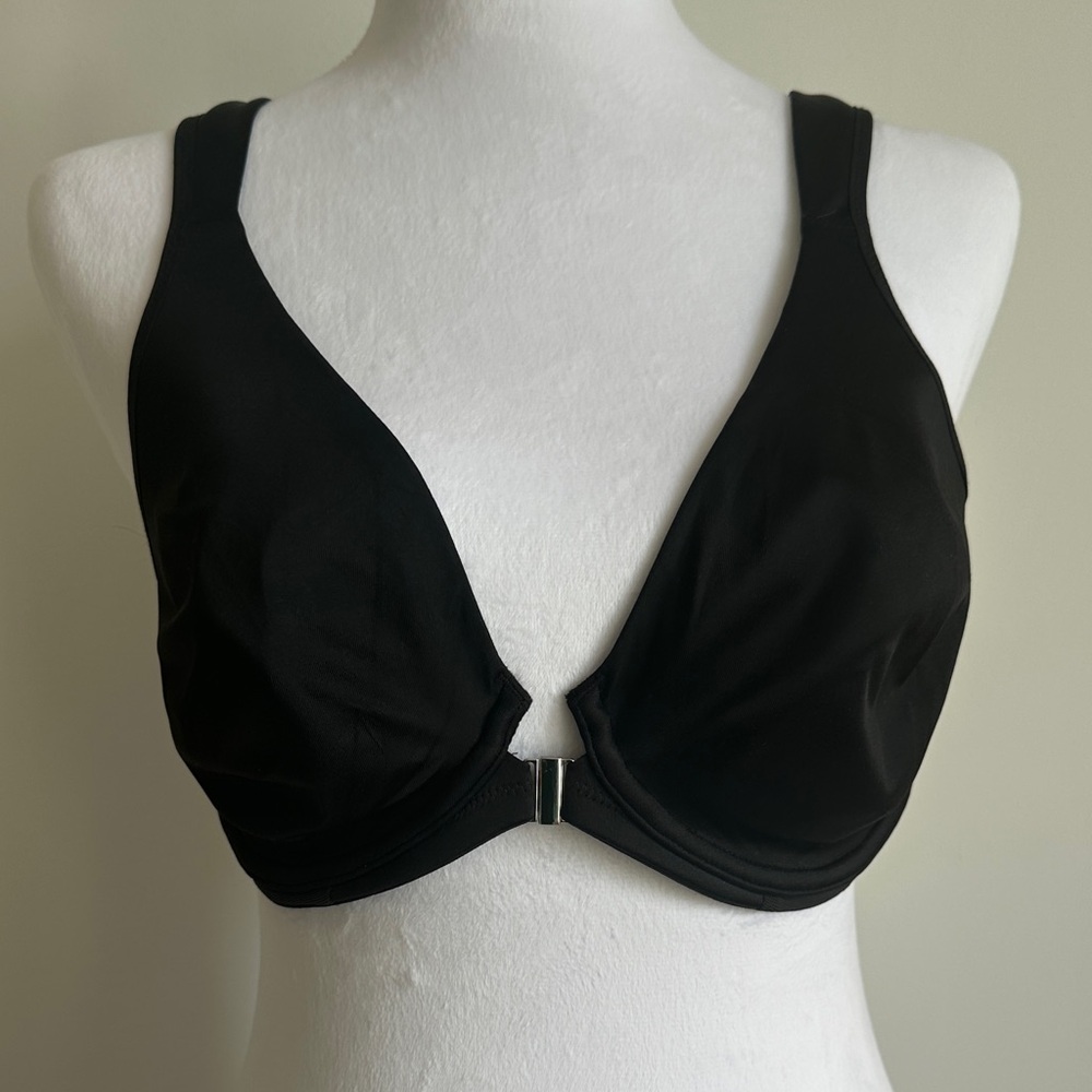 DELIMIRA- Elegant Black Front-Closure (silver piece) Bra 34DD